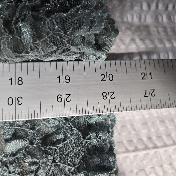 Merona Lace Cap Sleeve Top Medium Teal Sheer Floral Embroidered Romantic Mermaid - Picture 6 of 8